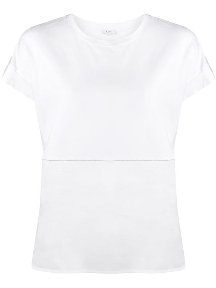 Peserico Round Neck Panelled Blouse - White