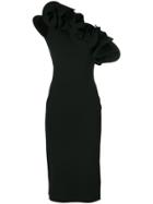 Osman Diynah One-shoulder Curly Hemline Dress - Black