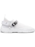 Prada Neoprene Sneakers With Decorative Stitching - White