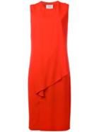 Maison Margiela Pleat Detail Shift Dress, Women's, Size: 42, Red, Viscose/spandex/elastane/acetate/silk