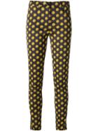 Moschino Button Print Skinny Trousers, Women's, Size: 46, Grey, Rayon/other Fibres