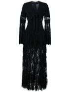 Elie Saab Panelled Lace Maxi Dress - Black