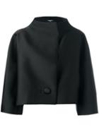 Paule Ka Boxy Funnel Neck Jacket, Women's, Size: Large, Black, Polyester/silk/cupro