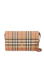 Burberry Vintage Check Wallet With Detachable Strap - Brown