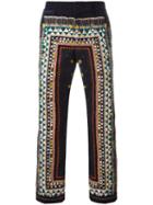 Sacai Tribal Lace Print Corduroy Trousers, Men's, Size: 3, Blue, Cotton