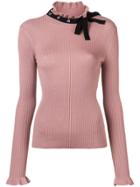 Red Valentino Neck-tied Ribbed Sweater - Pink & Purple