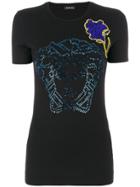 Versace Medusa Floral Embroidered T-shirt - Black