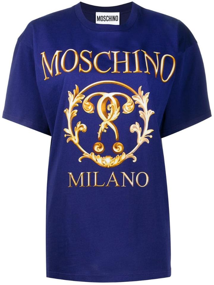 Moschino Roman Logo Print T-shirt - Blue