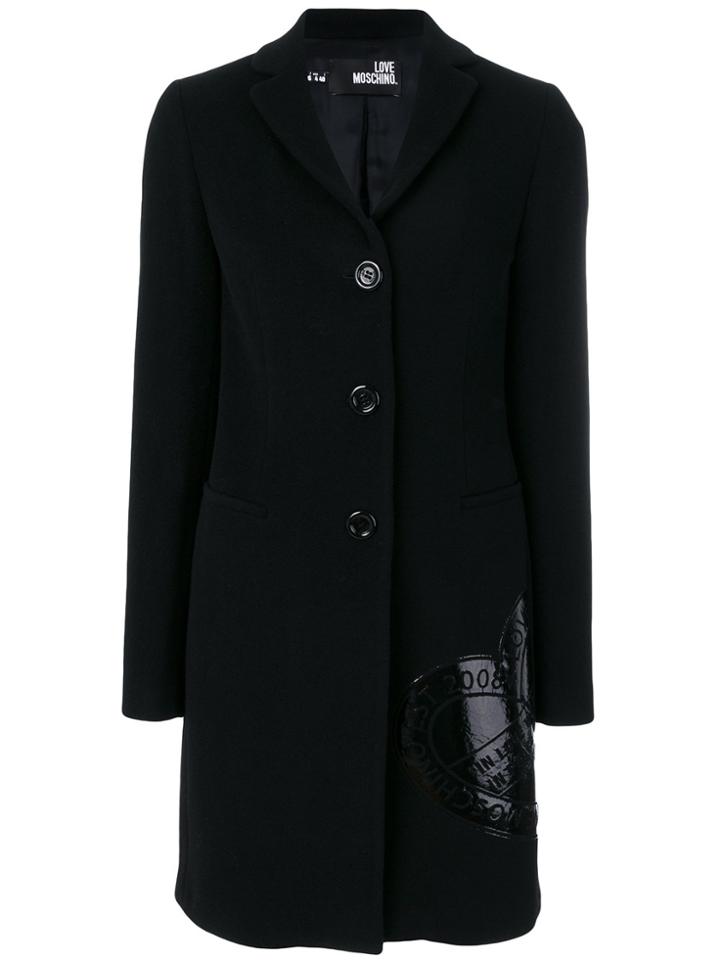 Love Moschino Heart Logo Patch Coat - Black