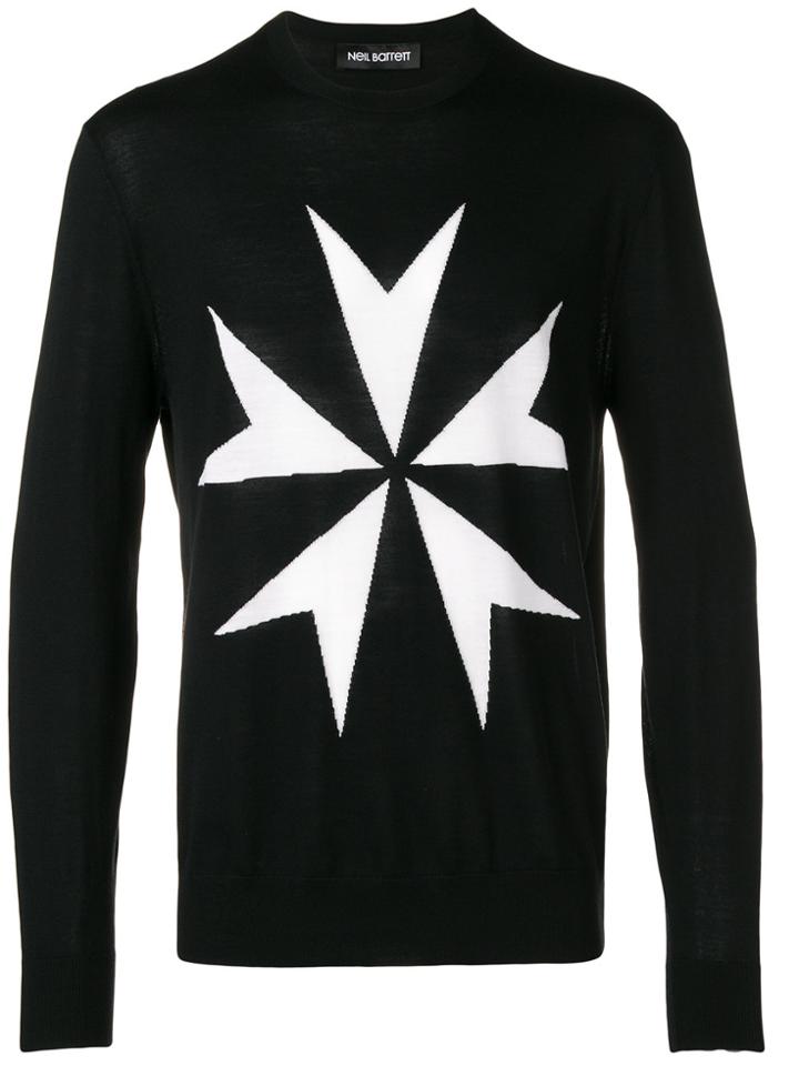 Neil Barrett Star Intarsialong Sleeved Jumper - Black