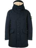 Stone Island Padded Hooded Jacket, Men's, Size: Large, Blue, Polyester/polyamide/polyurethane Resin/feather Down