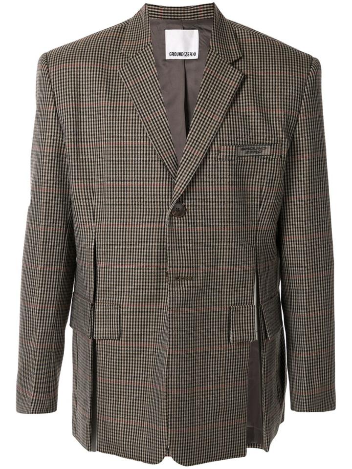 Ground Zero Check Side Split Blazer - Brown