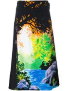 Victoria Victoria Beckham Printed Skirt, Women's, Size: 10, Black, Spandex/elastane/viscose/polyester/silk