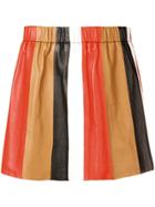 Stand Colour-block Striped Skirt - Red