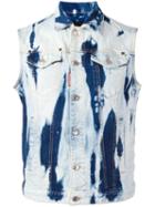 Dsquared2 Heavily Bleached Denim Vest, Men's, Size: 50, Blue, Cotton/spandex/elastane