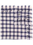 Gucci Checked Frayed Scarf - Blue