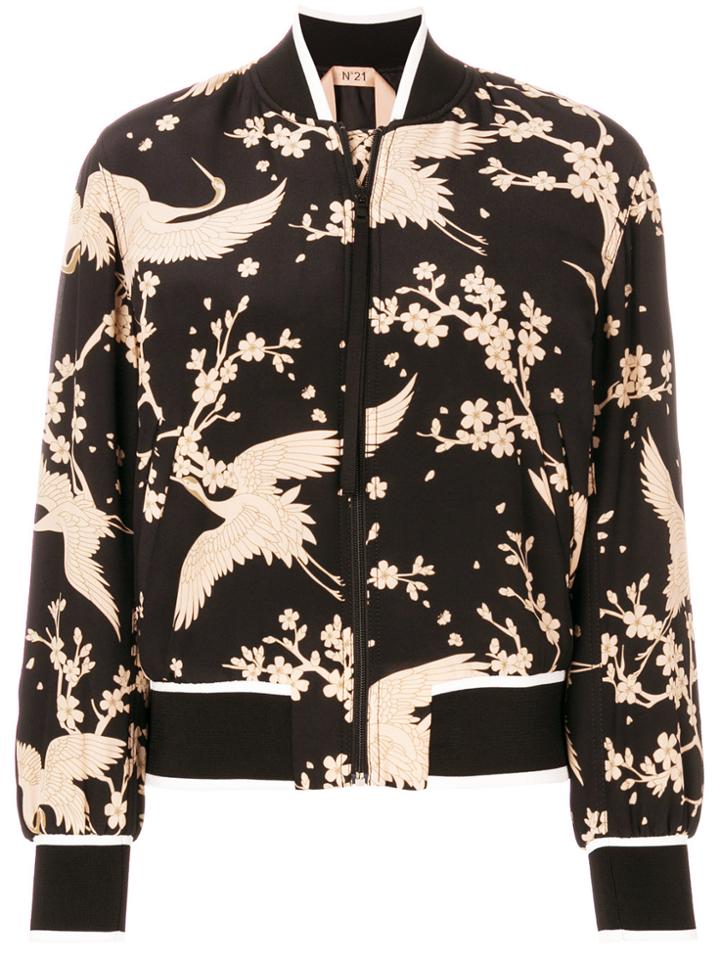 No21 Japanese Print Bomber Jacket - Black