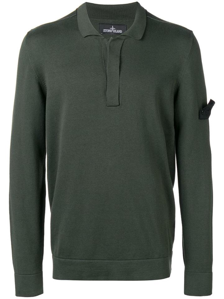 Stone Island Shadow Project Long Sleeved Polo Shirt - Green