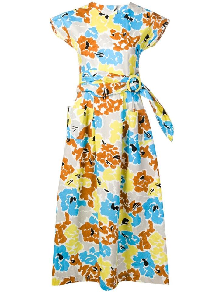 Isa Arfen Floral Print Midi Dress - Blue