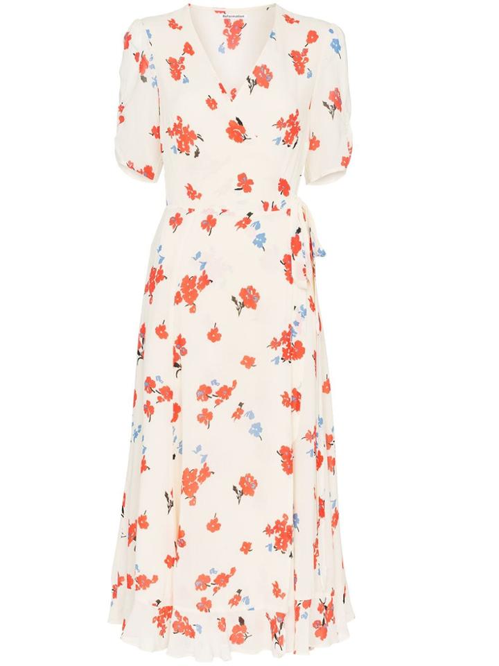 Reformation Napa Printed Wrap Dress - Neutrals