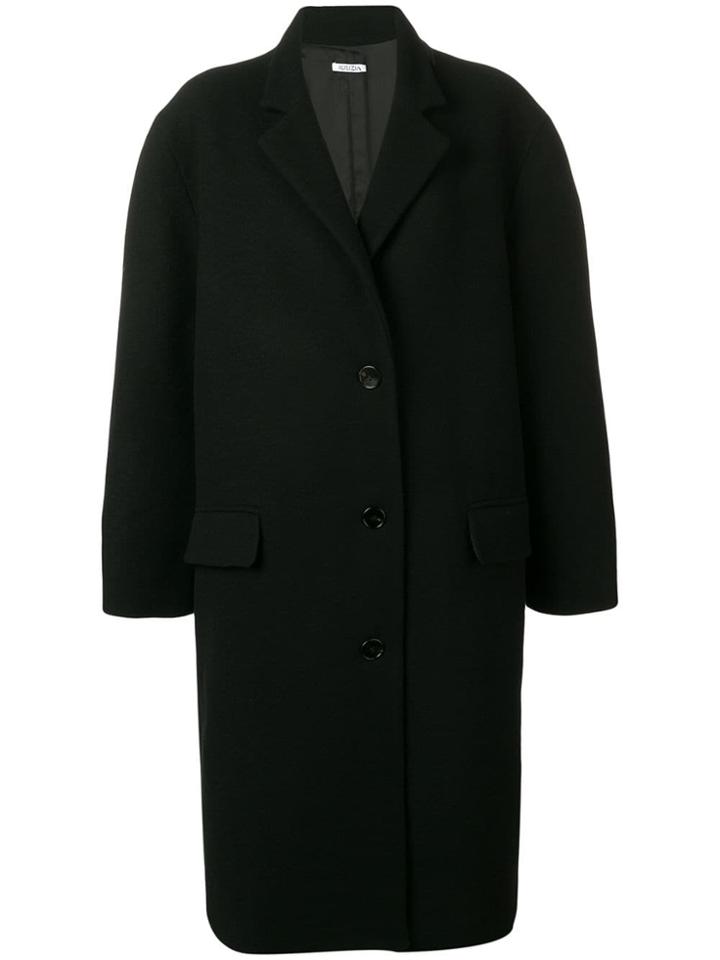 Krizia Oversized Single Breasted Coat - Black