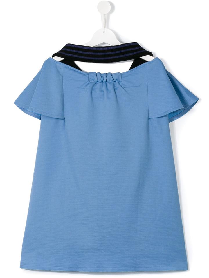 Andorine Teen Flounce Sleeve Dress, Girl's, Size: 14 Yrs, Blue