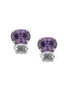 Radà Stone Embellished Earrings - Pink & Purple
