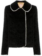Shrimps Faux Fur Pearl-trim Jacket - Black