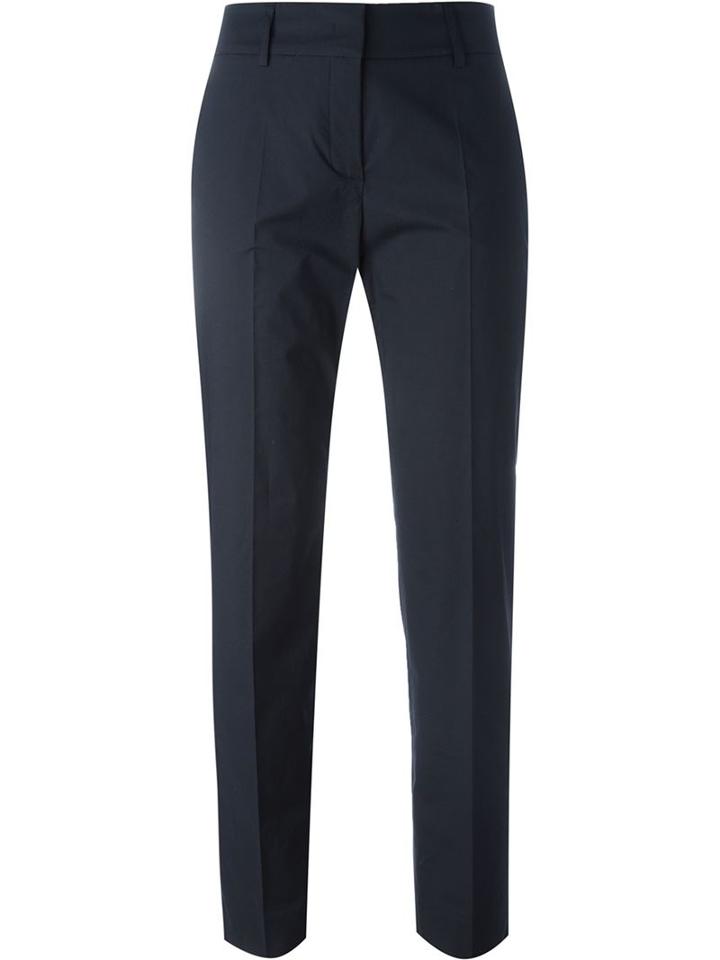Piazza Sempione Tailored Trousers, Women's, Size: 42, Blue, Cotton/spandex/elastane