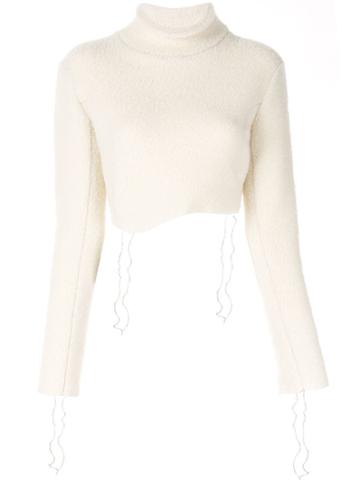 Sulvam Cropped Knit Sweater - White