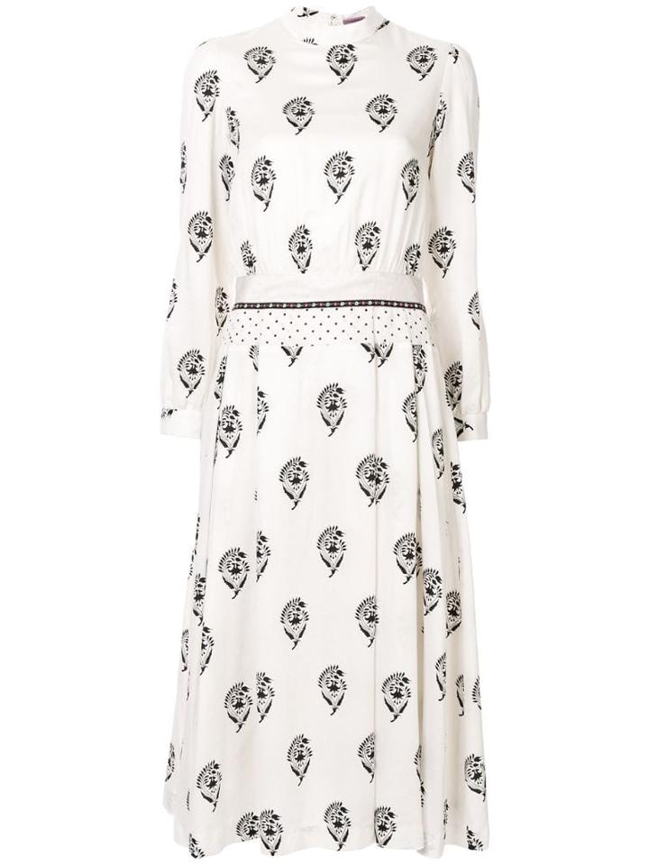Sueundercover Printed Midi Dress - White