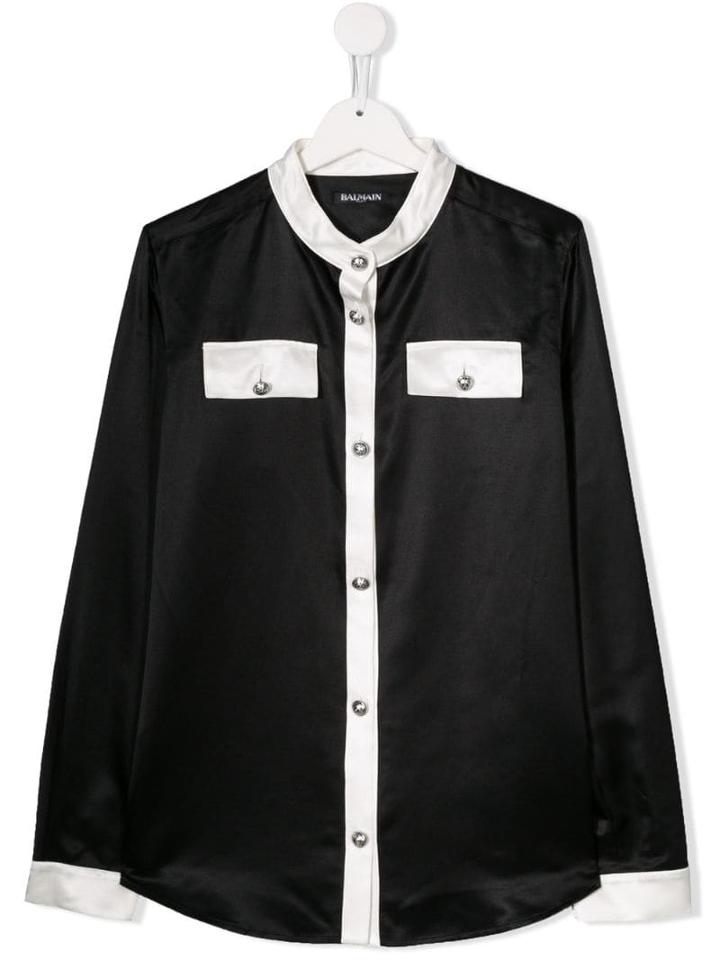 Balmain Kids Teen Mandarin Collar Shirt - Black
