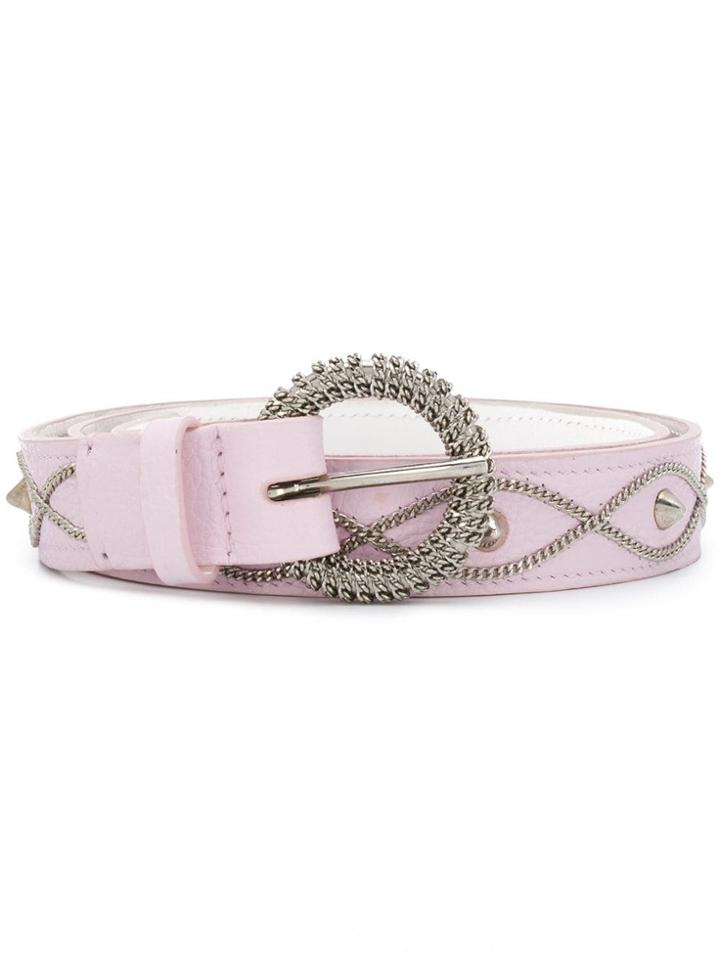 Orciani Embellished Round Buckle Belt - Pink
