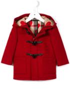 Burberry Kids Check Detail Duffle Coat, Toddler Boy's, Size: 24 Mth, Red