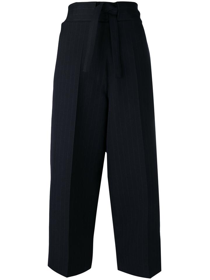 Victoria Victoria Beckham Cropped Pants, Women's, Size: 8, Blue, Wool/polyester