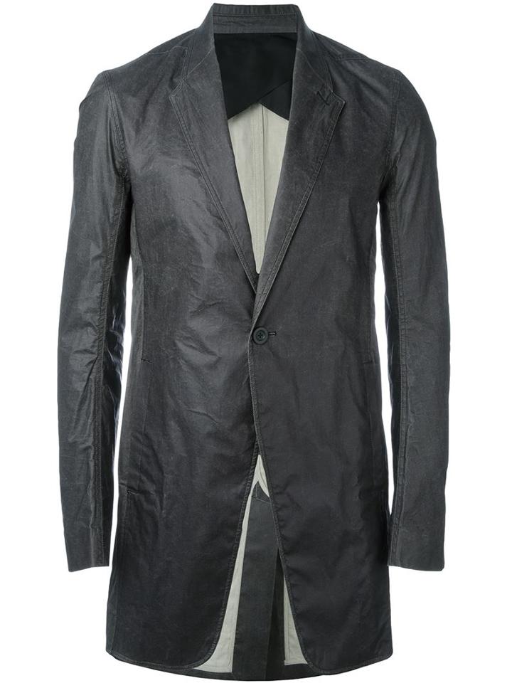 Rick Owens Oversized Coated Blazer, Men's, Size: 50, Black, Cotton/cupro/viscose/virgin Wool