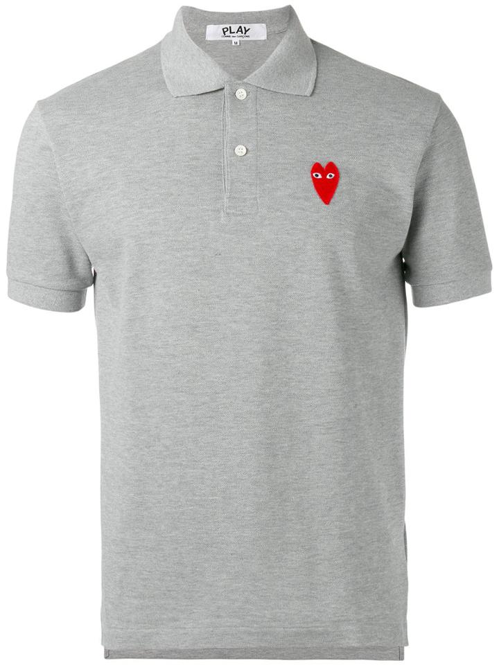 Comme Des Garçons Play Elongated Heart Polo Shirt, Men's, Size: Xl, Grey, Cotton