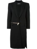 Dsquared2 'miyako' Zipped Long Coat, Women's, Size: 40, Black, Polyester/spandex/elastane/viscose/virgin Wool