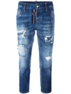 Dsquared2 Cool Girl Cropped Distressed Jeans, Size: 40, Cotton/spandex/elastane