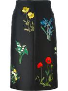 Stella Mccartney Floral Embroidered Skirt, Women's, Size: 40, Black, Cotton/polyester/silk/cotton
