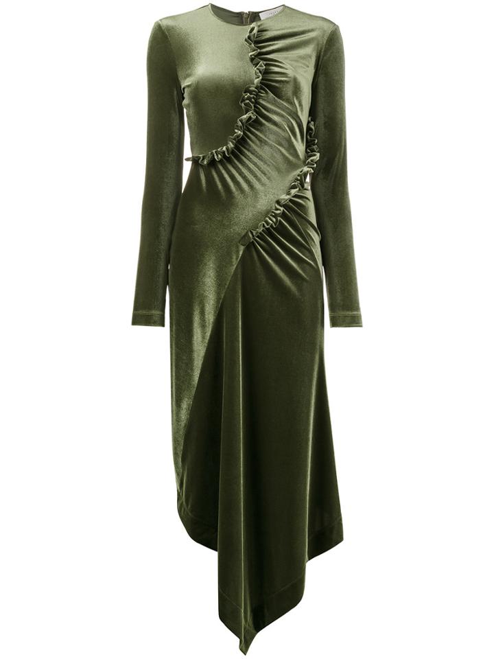 Preen By Thornton Bregazzi Ruched Asymmetrical Dress - Green