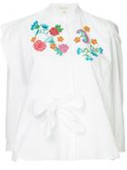Delpozo Embroidered Flower Blouse - White
