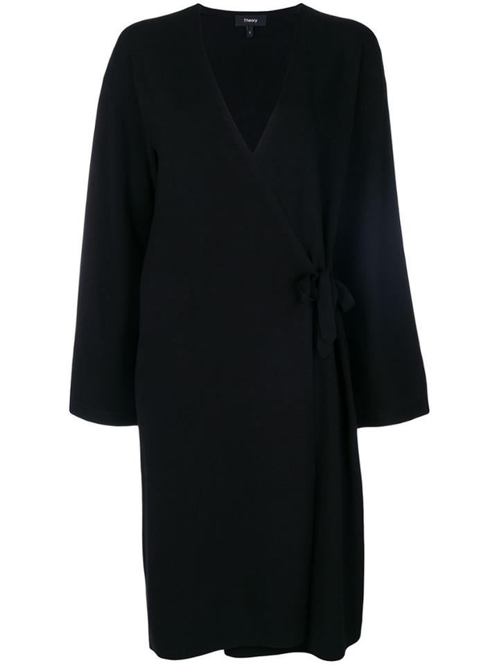 Theory Wrap Long Cardigan - Black