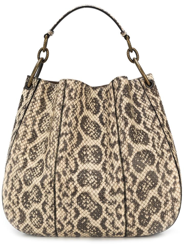 Bottega Veneta Anaconda Print Tote - Nude & Neutrals
