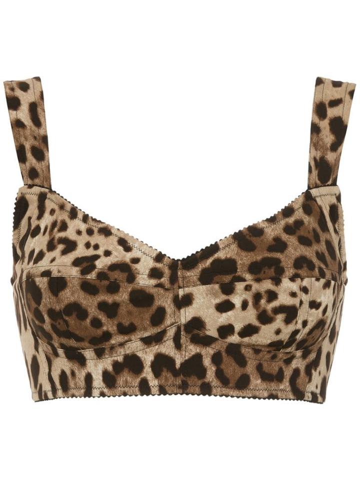 Dolce & Gabbana Animal Print Cropped Top - Brown