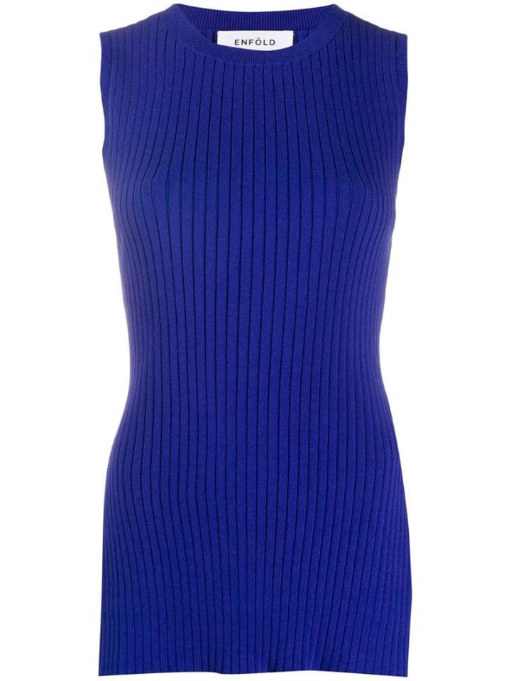 Enföld Side Slit Knitted Tank Top - Purple