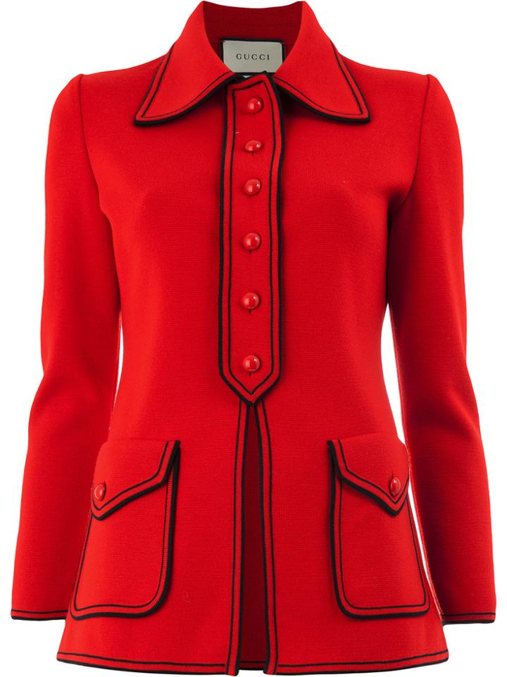 Gucci Stripe Buttoned Cardigan - Red