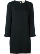Erika Cavallini Side Slit Shift Dress, Women's, Size: 38, Black, Acetate/viscose
