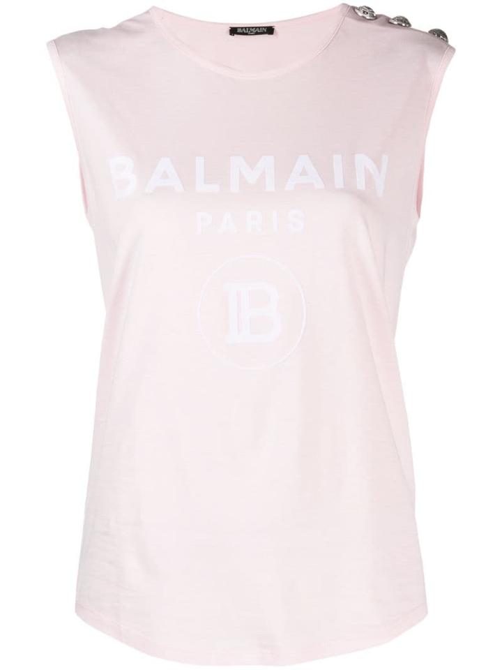 Balmain Balmain Logo Print Tank Top - Pink