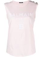 Balmain Balmain Logo Print Tank Top - Pink